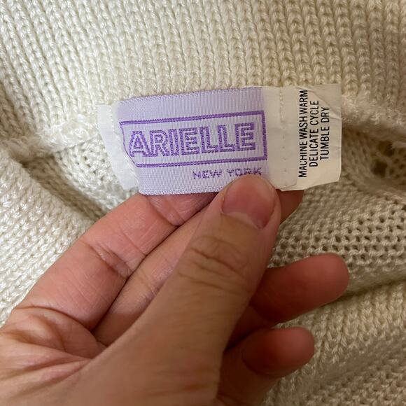 Vtg 90s Arielle Open Knit Sweater Cream Cottagecore Coquette Soft Girl Holiday - Picture 4 of 9